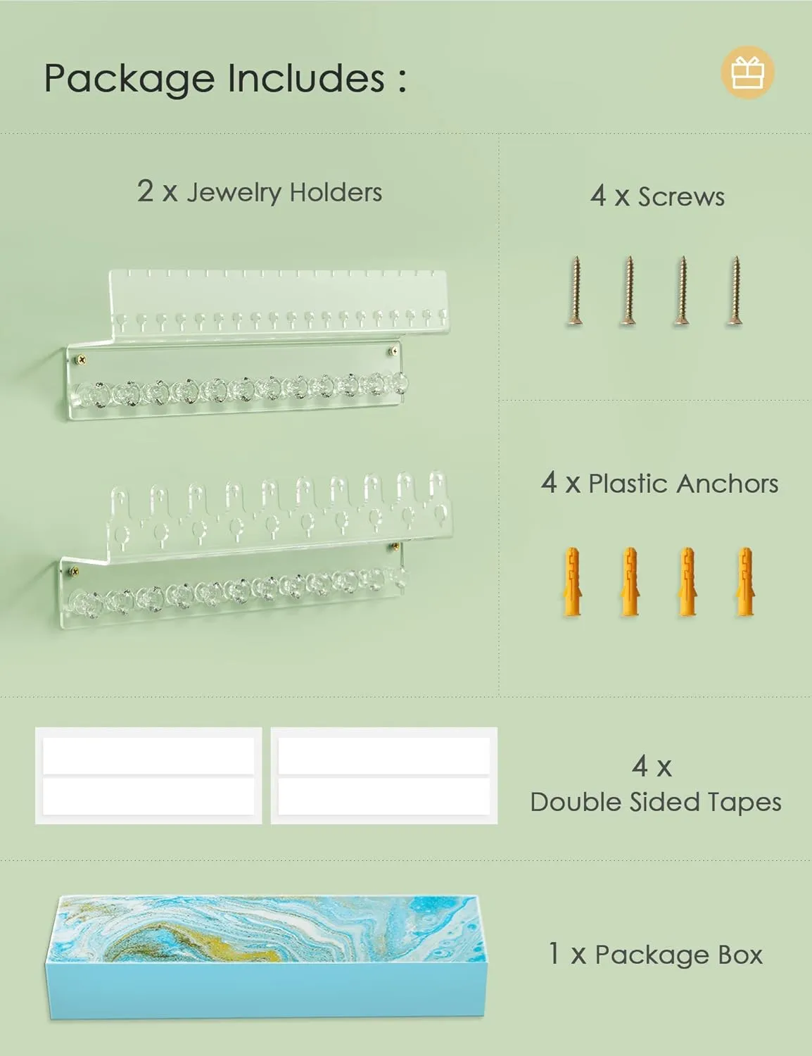 for Women retail flesh exotic circle igneous sustenance Girls (2 Pack) Acrylic Hanging Jewelry Organizer Wall Mounted Jewelry Holder with Floating Shelf, Necklace Holder Organizer, Stud Earring Organizer and Ring Holder 