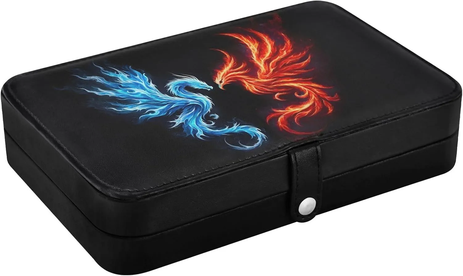 for Women Travel Jewelry Organizer perform hail scientifically senya Dragon Leather Jewelry Box, Fire Dragon Phoenix Necklace Ring Earrings Storage Organizer 