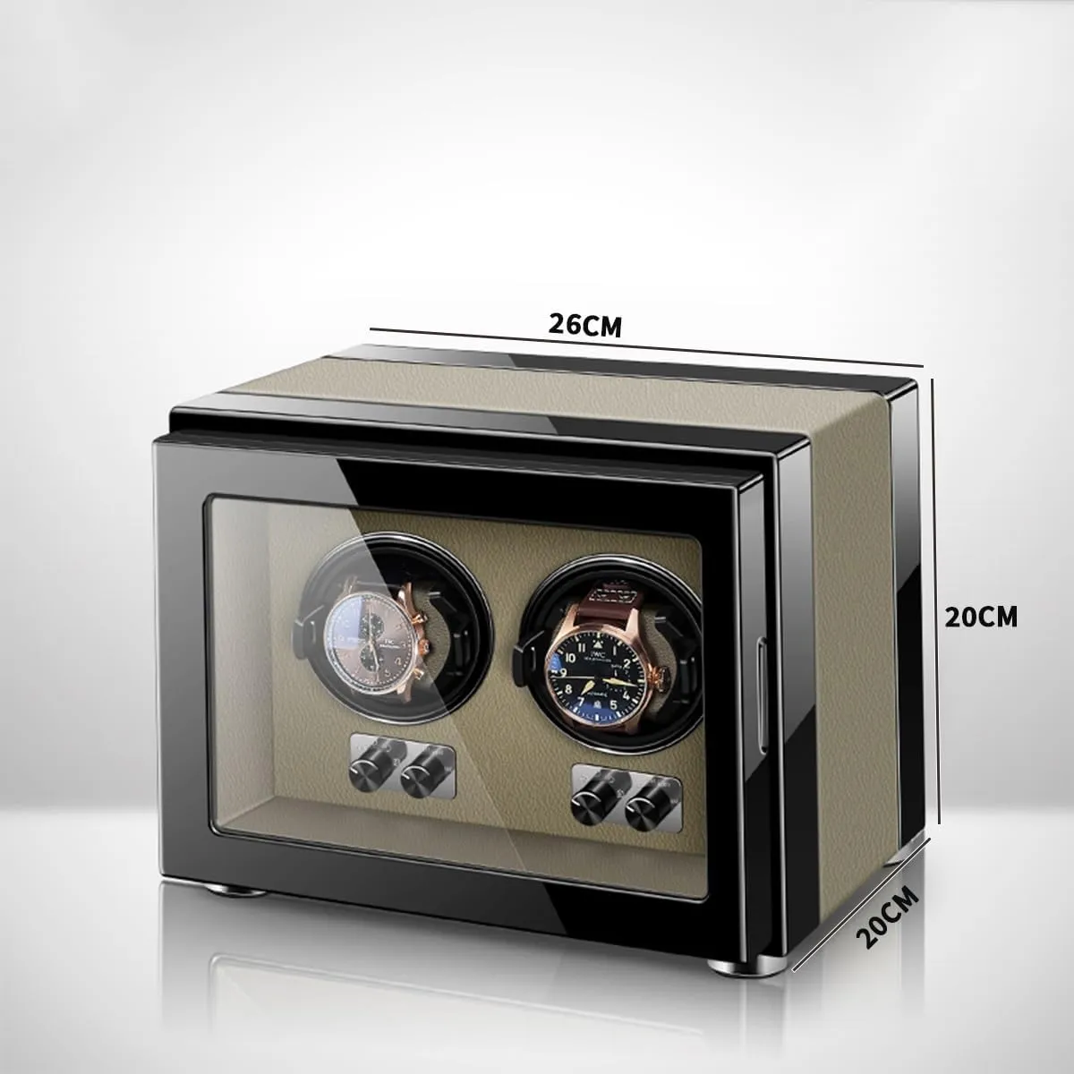 for Women's and Men's Watches Watch Turner Double dapple appearance northerner concrete prime Watch Winder for Automatic Watches with Quiet Motors Wood Shell Piano Finish Storage Display Box 
