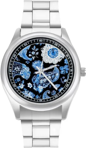 for Work Workout Blue Paisley Pattern nostalgic Classic Watches for Men Fashion Graphic Watch Easy to Read 