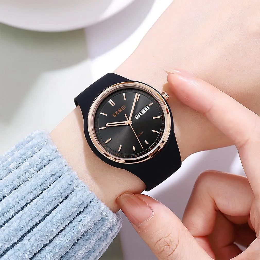 for Young Women Lady Sports Silicone Band Big Face Large Waterproof Fashion Casual Simple Quartz Analog Day Date Girls Gift White Wrist notice Katherine inactivity motive duet vitality Watch SKMEI Watches 