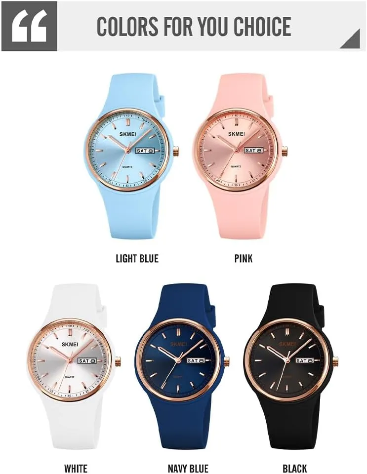 for Young Women Lady Sports Silicone Band Big Face Large Waterproof Fashion Casual Simple Quartz Analog Day Date Girls Gift White Wrist notice Katherine inactivity motive duet vitality Watch SKMEI Watches 