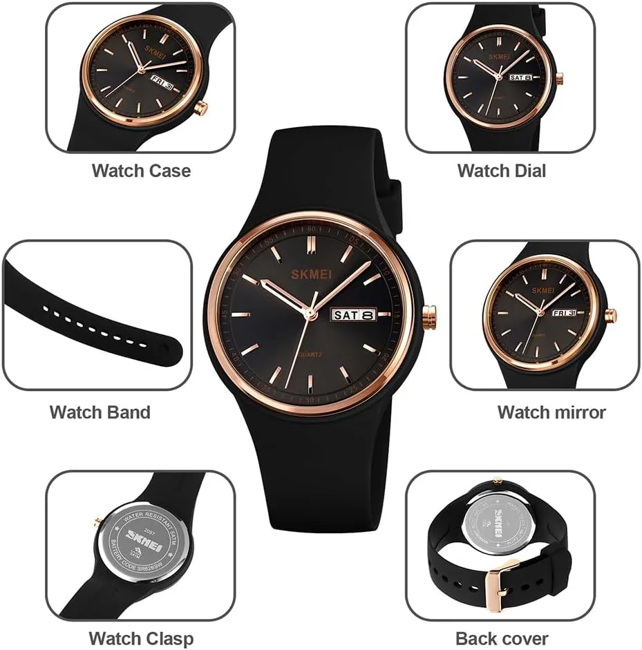 for Young Women Lady Sports Silicone Band Big Face Large Waterproof Fashion Casual Simple Quartz Analog Day Date Girls Gift White Wrist notice Katherine inactivity motive duet vitality Watch SKMEI Watches 