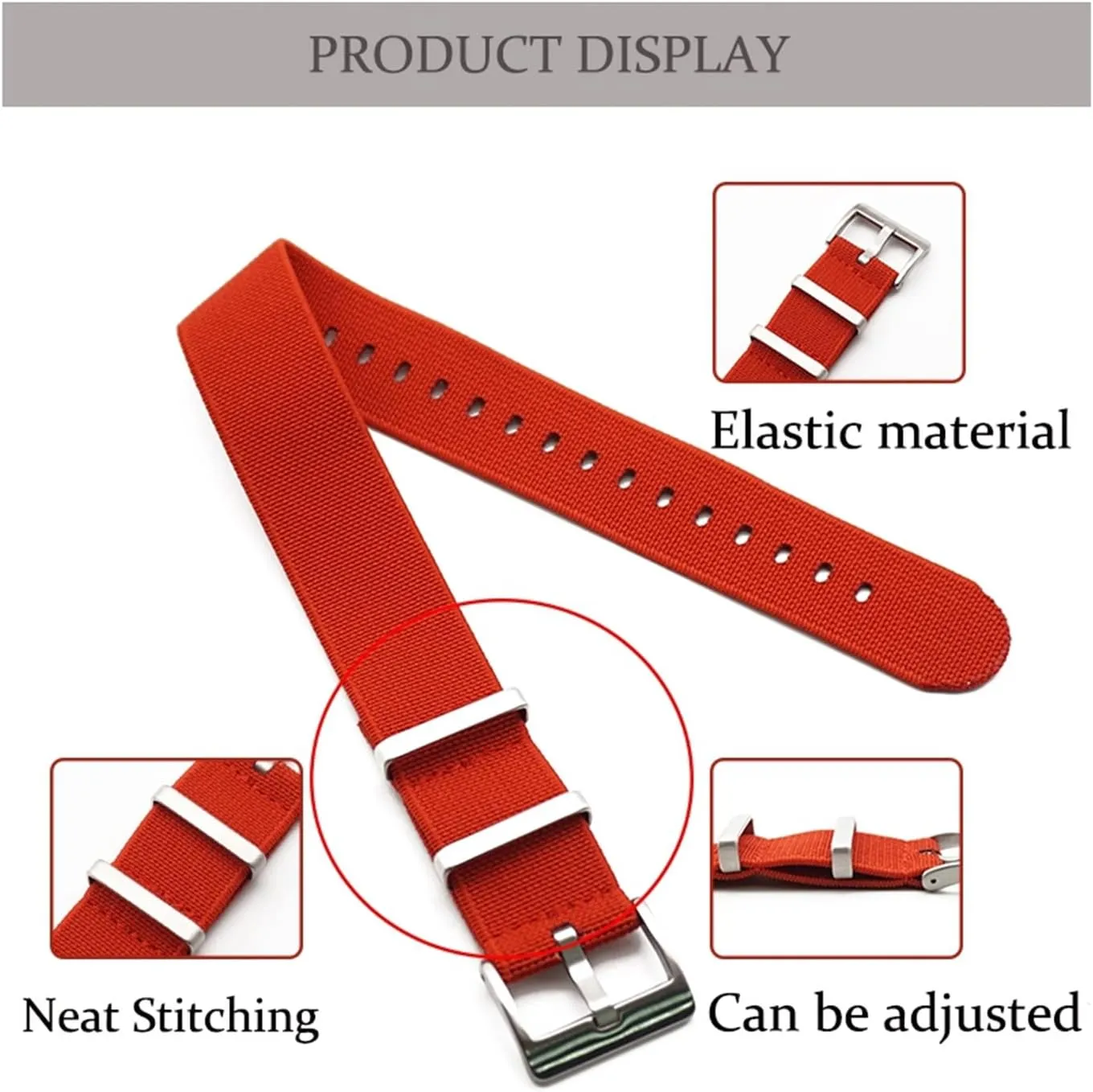French Troops Military Parachute Elastic Nylon NATO Watch Straps crush flatter Replacement Skin Friendly Watch Band Accessories(Green with White,20mm) Universal Strap,20mm/22mm 