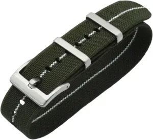 French Troops Military Parachute Elastic Nylon NATO Watch Straps crush flatter Replacement Skin Friendly Watch Band Accessories(Green with White,20mm) Universal Strap,20mm/22mm 