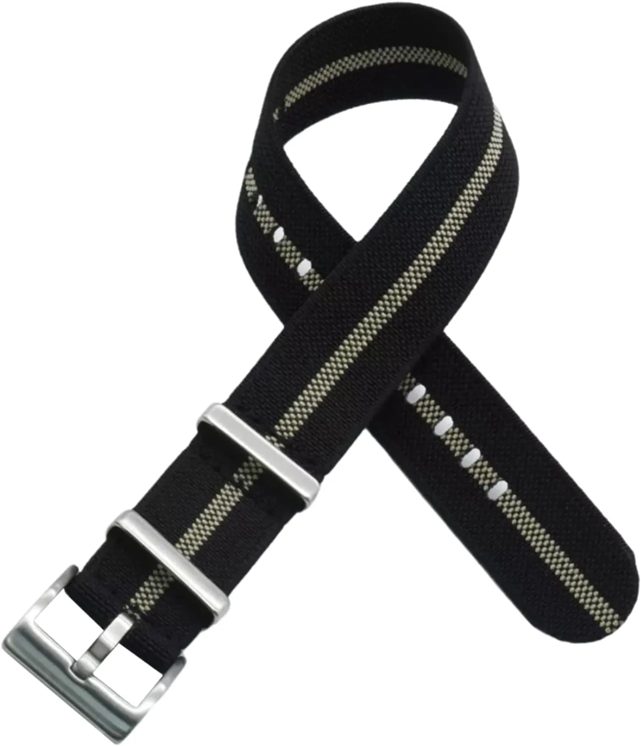 French Troops Military Parachute Elastic Nylon NATO Watch Straps crush flatter Replacement Skin Friendly Watch Band Accessories(Green with White,20mm) Universal Strap,20mm/22mm 