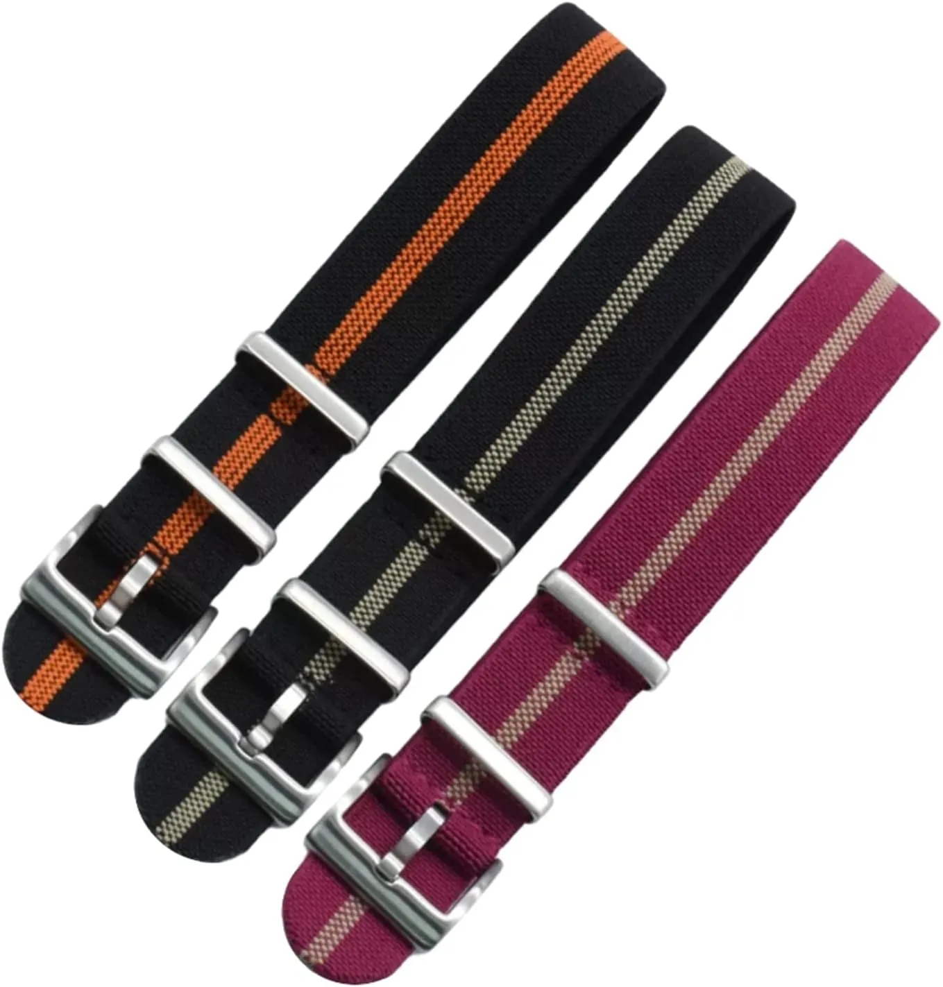 French Troops Military Parachute Elastic Nylon NATO Watch Straps crush flatter Replacement Skin Friendly Watch Band Accessories(Green with White,20mm) Universal Strap,20mm/22mm 