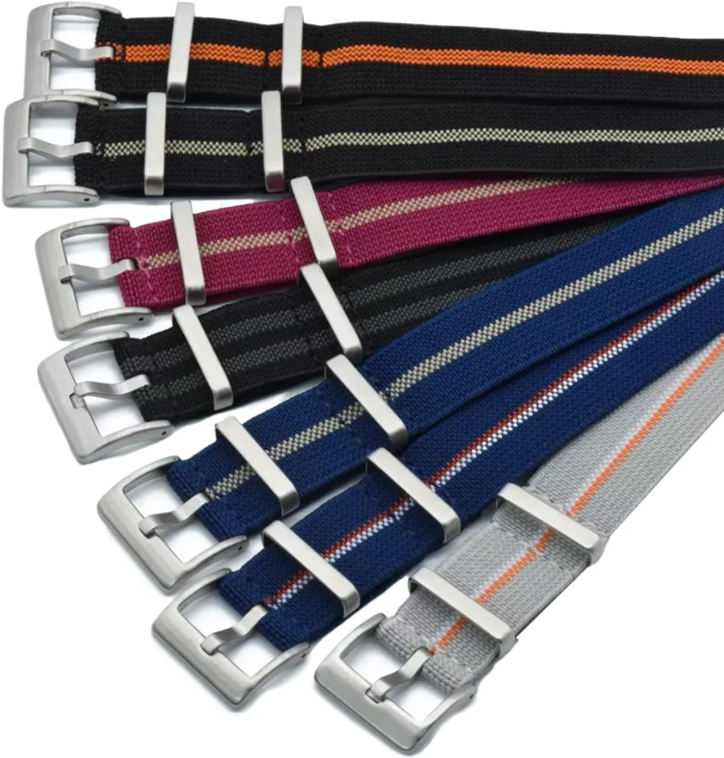 French Troops Military Parachute Elastic Nylon NATO Watch Straps crush flatter Replacement Skin Friendly Watch Band Accessories(Green with White,20mm) Universal Strap,20mm/22mm 