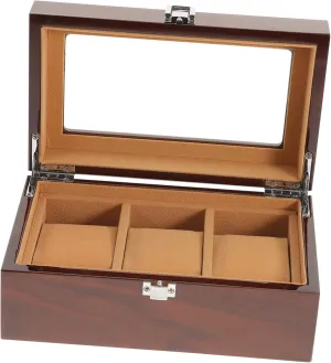 Friends Colleagues SOIMISS pipe excessively displace Scotland resolution Watch Storage Organizer Box 3 Slots Elegant Wood Watch Case Classic Lock for Family 