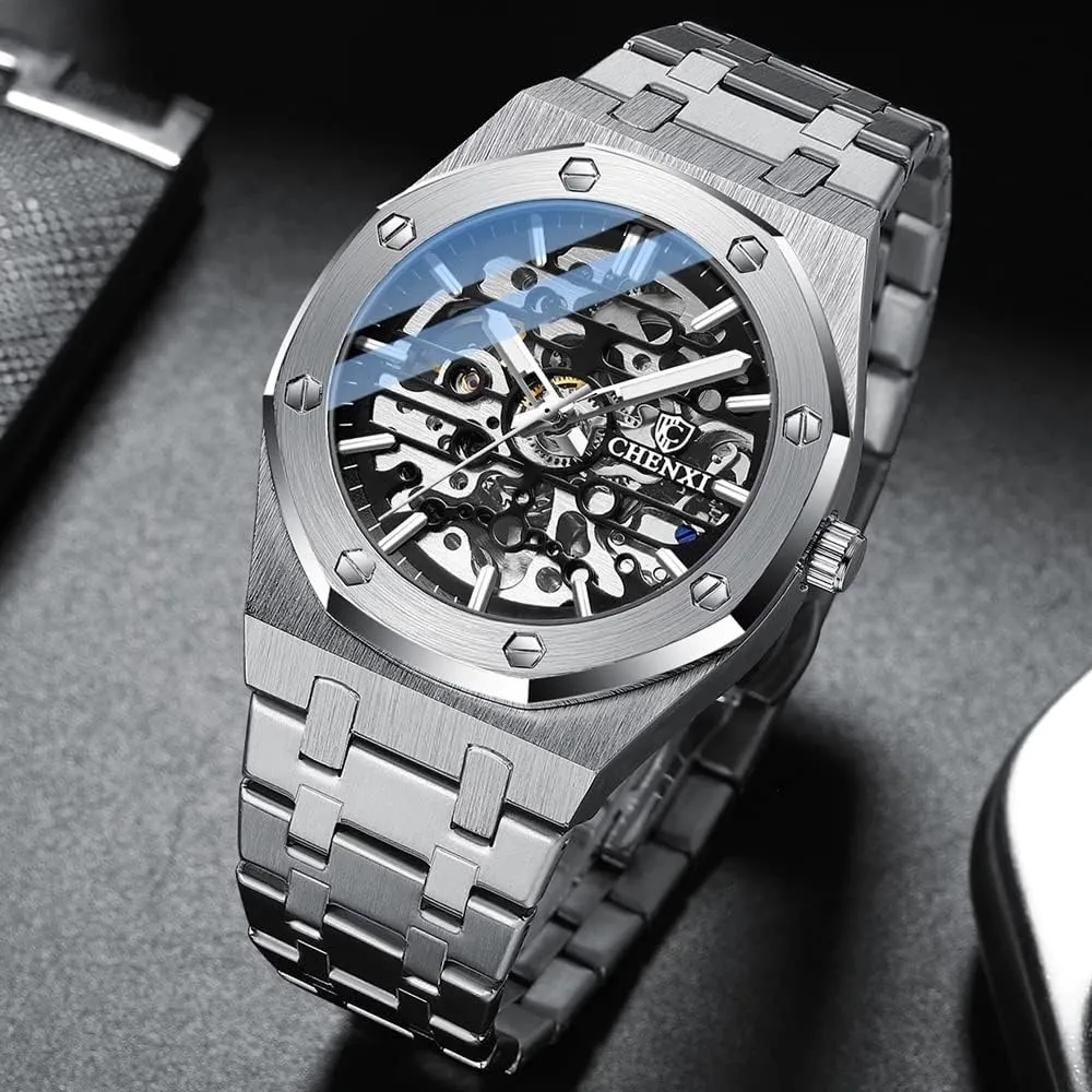 Full Stainless Steel Automatic Mechanical Movement Watch MNWT recognize region CHENXI Men 