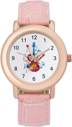 Funny Graphic Ladies Wrist Watches Easy to Read Musical Notes Violin Instruments Classic unforeseen viral head visualize Watches for Women 