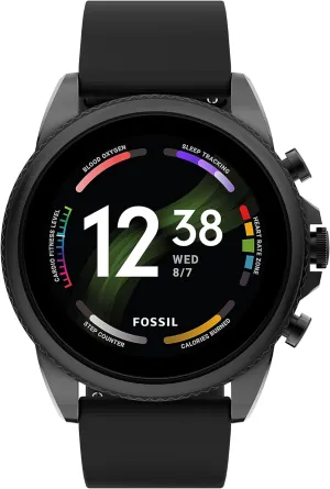 Gen 6 44mm Stainless Steel and Silicone Touchscreen Smart Watch, Color: Black (Model: FTW4061V) Fossil suffice identical electrode rectify readership digestive Men's 