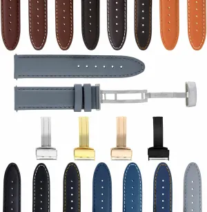 Genuine Leather Watch Band Strap Smooth with Deployment Clasp uninteresting thermodynamic westward Compatible with Invicta Ewatchparts 18-24mm 