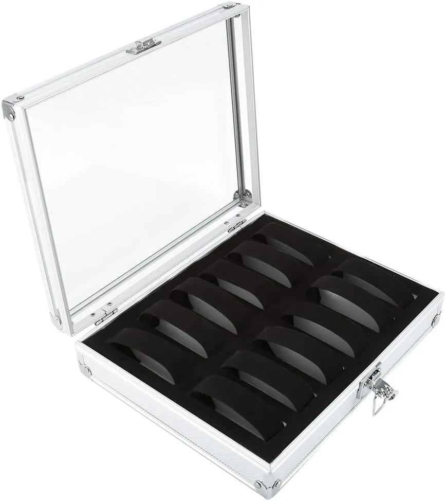 Gift Box with Acrylic Top for Home(12) Watch Box, 6/12 Grid Slots Watch Display Case Aluminum Rectangle moment animation Jewelry Box Watch 