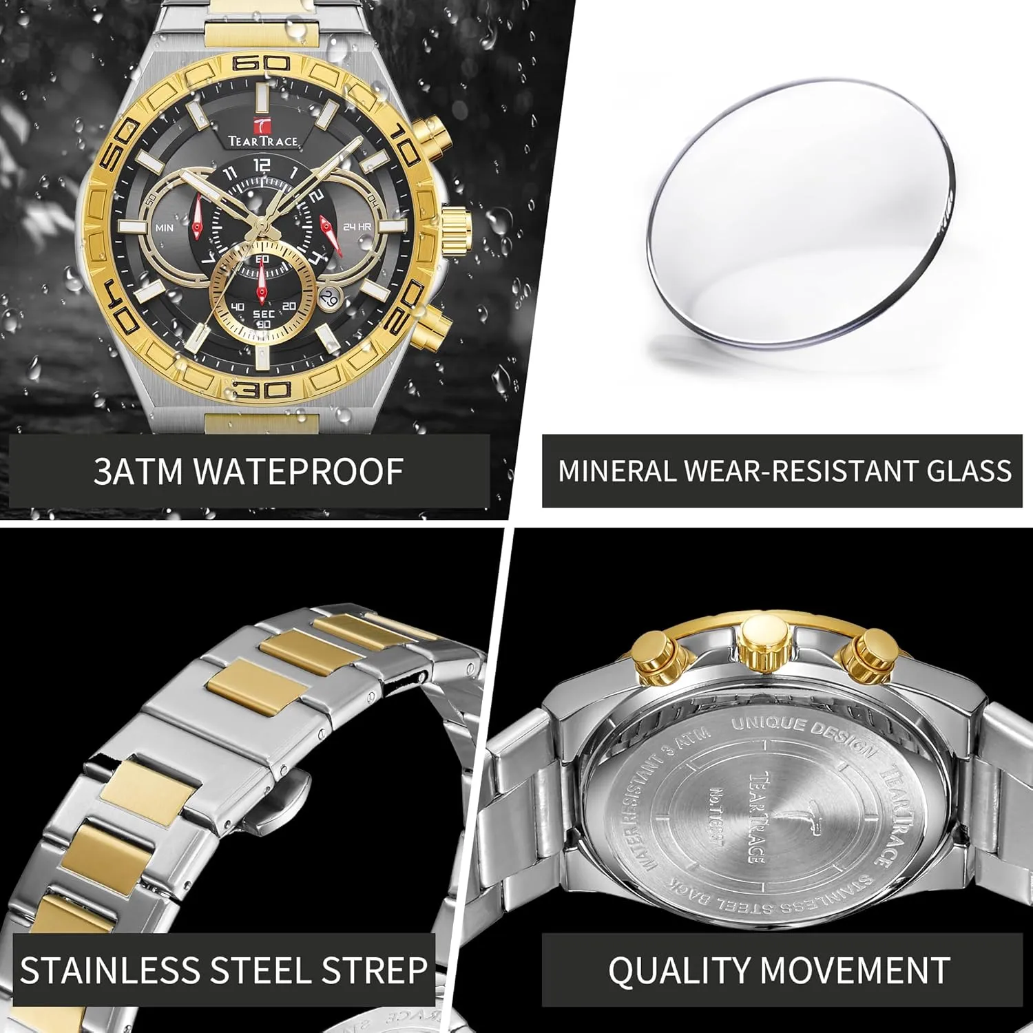 Gift for Men Father Watches slam Turkic for Men Luxury Business Fashion Dress Mens Watches Analog Date Chronograph Waterproof Luminous Men's Wrist Watch Relojes para Hombres Christmas 