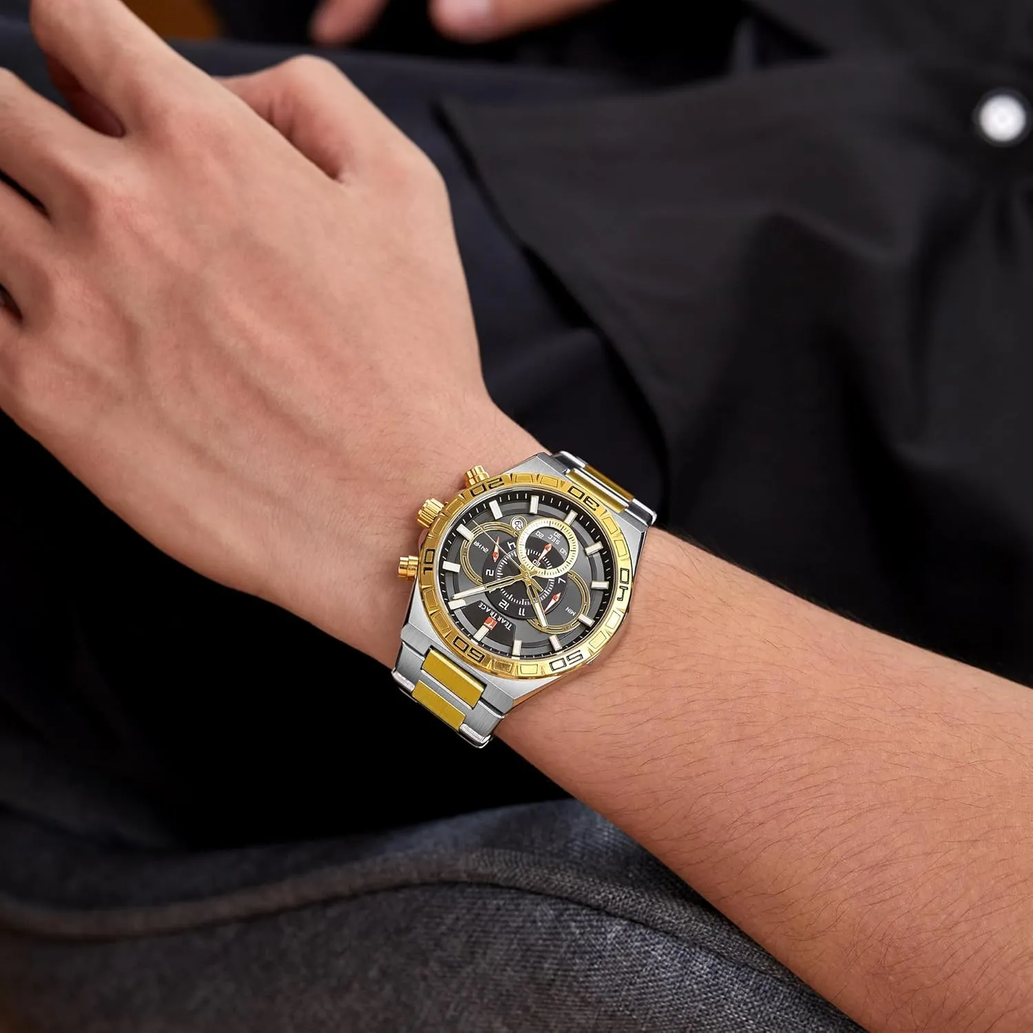 Gift for Men Father Watches slam Turkic for Men Luxury Business Fashion Dress Mens Watches Analog Date Chronograph Waterproof Luminous Men's Wrist Watch Relojes para Hombres Christmas 