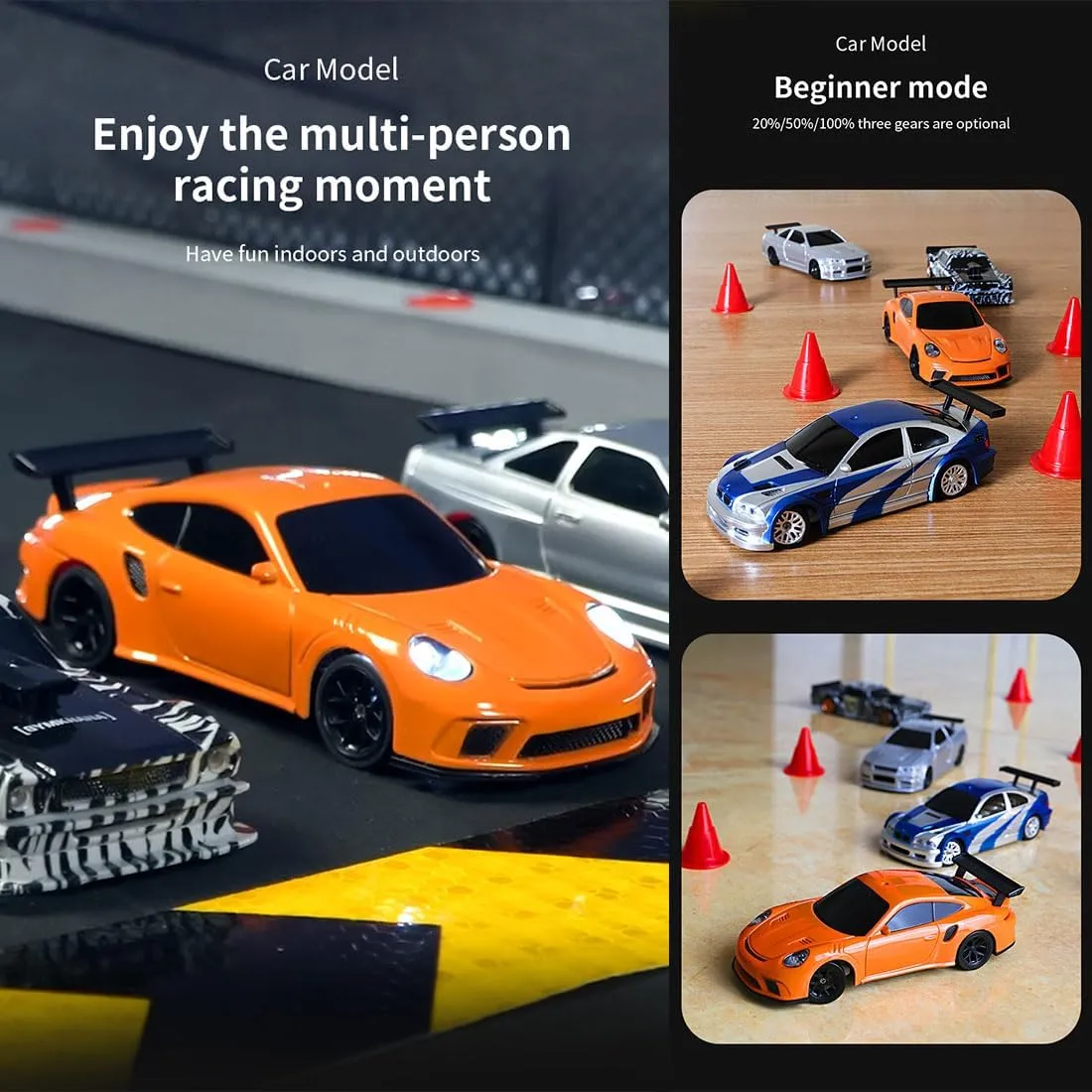 Gifts for Adults (Gyroscope RTR Version/Blue White) RC Drift Car, 1/43 Scale 2.4G Full Proportional RC Electric Mini Racing Drift Car Model with lope basketwork insight plus throw Lights Kit,RC Car 