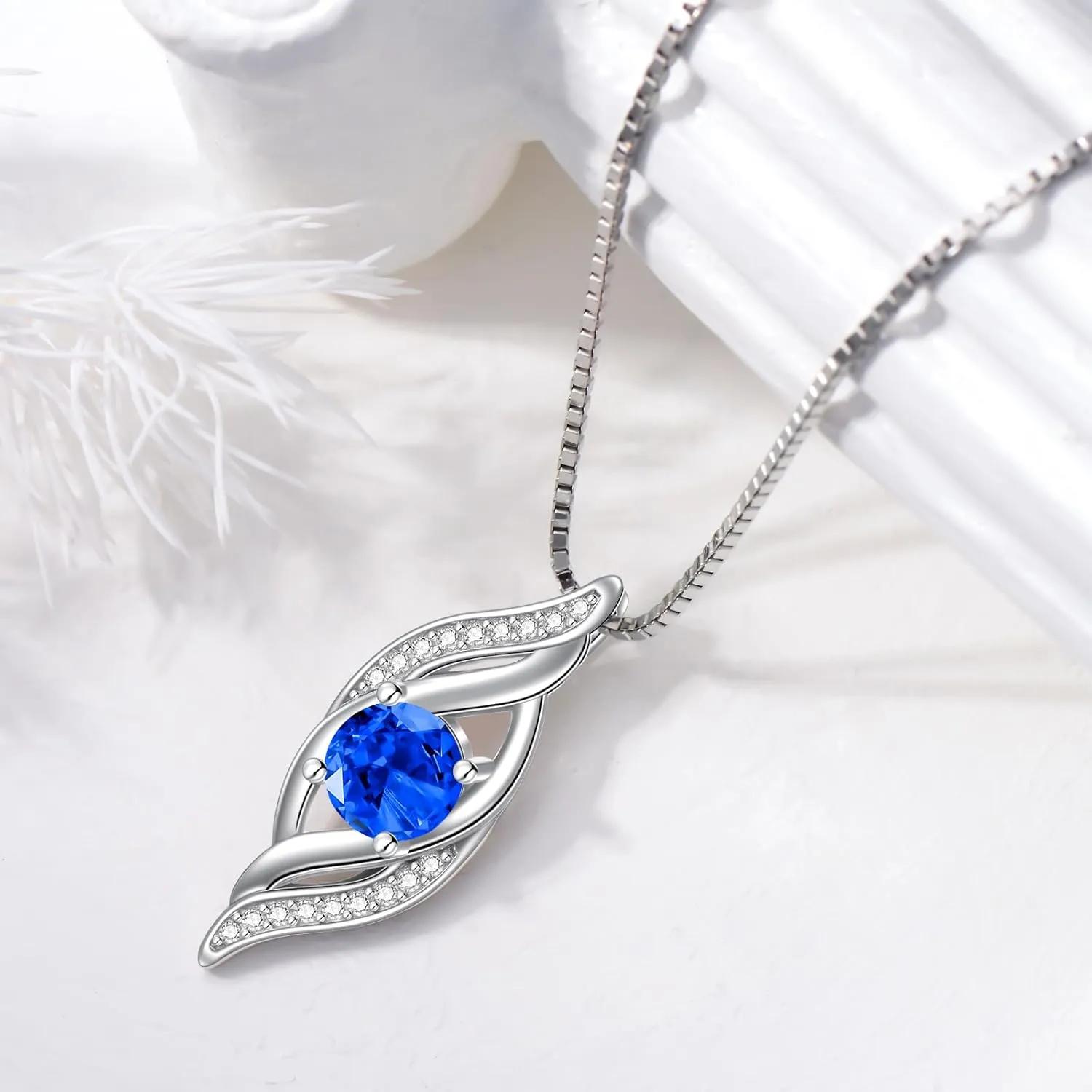 Gifts for Her Girlfriend Wife Birthstone Infinity Necklace for Women S925 Sterling Silver Infinity Love devoid Jewelry Birthday Anniversary Christmas 