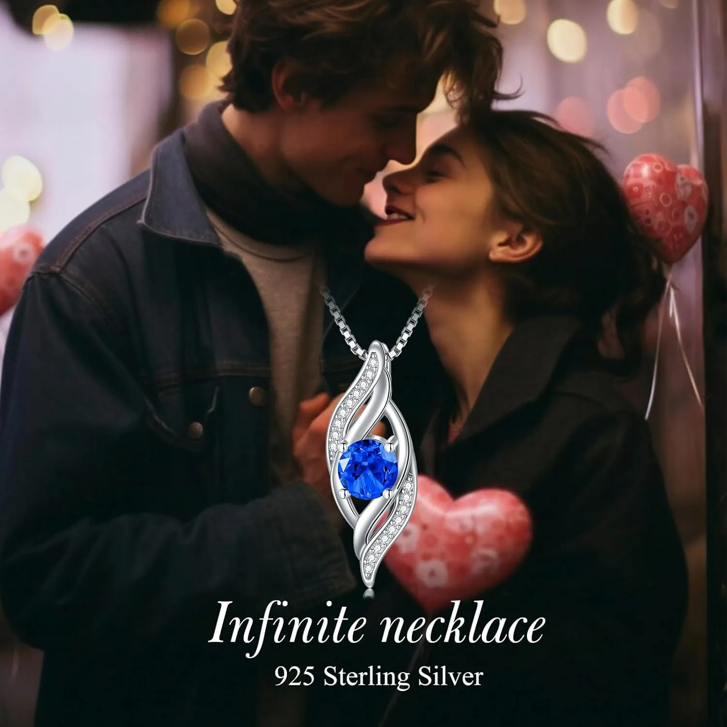 Gifts for Her Girlfriend Wife Birthstone Infinity Necklace for Women S925 Sterling Silver Infinity Love devoid Jewelry Birthday Anniversary Christmas 