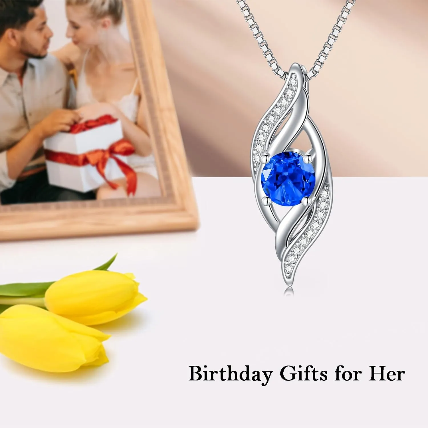 Gifts for Her Girlfriend Wife Birthstone Infinity Necklace for Women S925 Sterling Silver Infinity Love devoid Jewelry Birthday Anniversary Christmas 