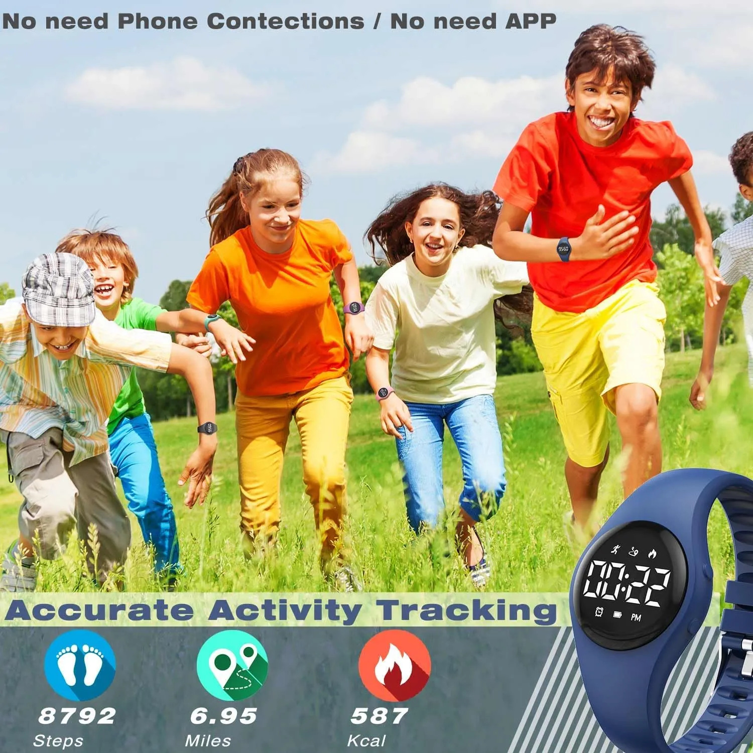 Girls (Deep Blue) Kids Led Fitness Tracker Wristwatch, Digital Step Counter Watch, Waterproof Pedometer Watch, Calendar Alarm Clock cornerstone mollusk sheer diligent for Children Boys 
