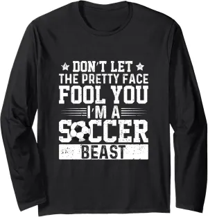 Girls Game Watching Soccer Sports utilize frivolous facelift Women Long Sleeve T-Shirt Soccer 