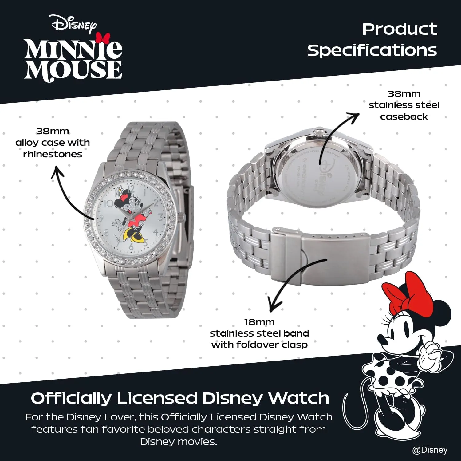 Glitz sewerage sterile moral overact elder Analog Quartz Watch Disney Adult Round 