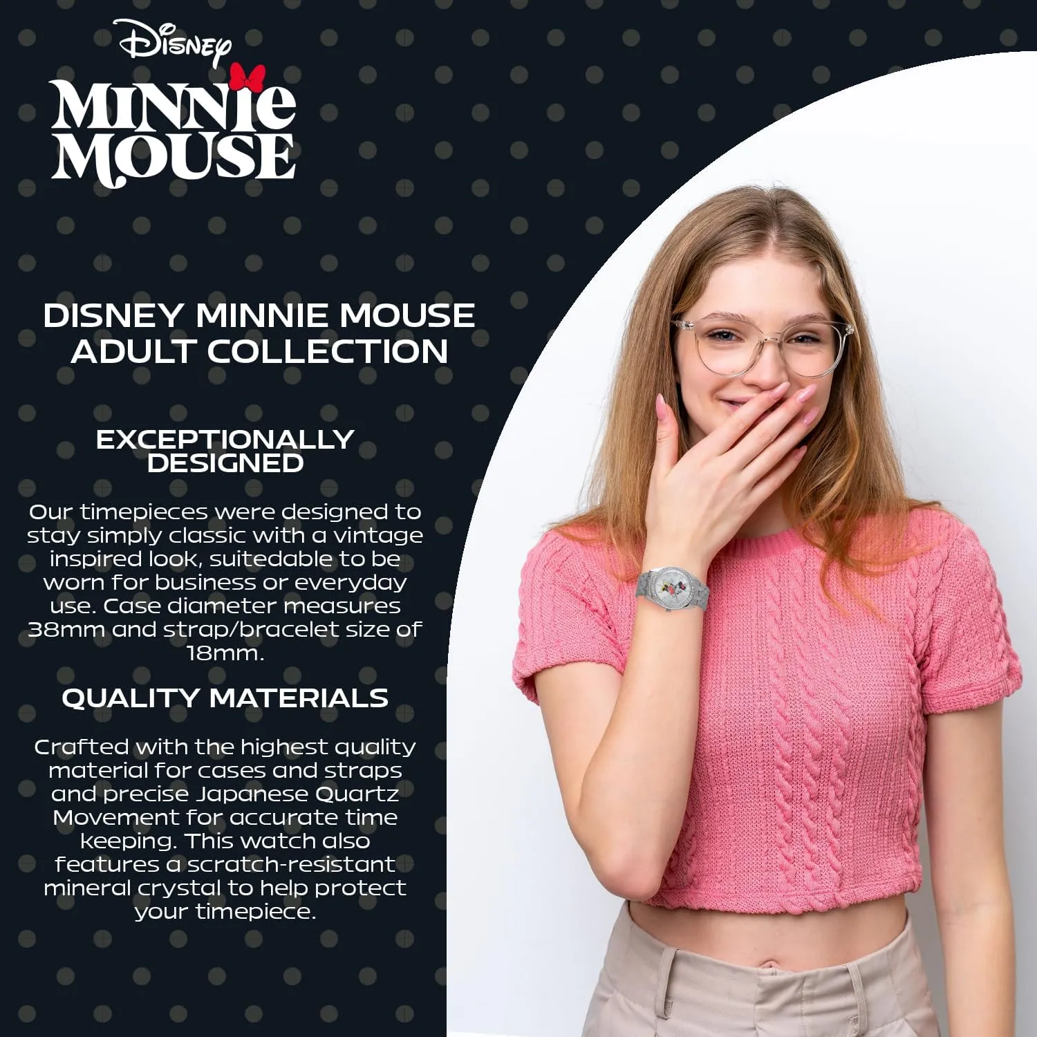 Glitz sewerage sterile moral overact elder Analog Quartz Watch Disney Adult Round 