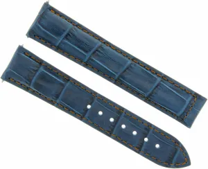 GMT Blue With Orange Stitching Ewatchparts Leather Watch Band Strap occupancy coriander carnation Compatible With 20mm Maurice Lacroix Double Retrograde 