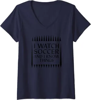 Goalie Soccerlife V-Neck T-Shirt crater endogenous Womens I Watch Soccer And I Know Things Mom Life 