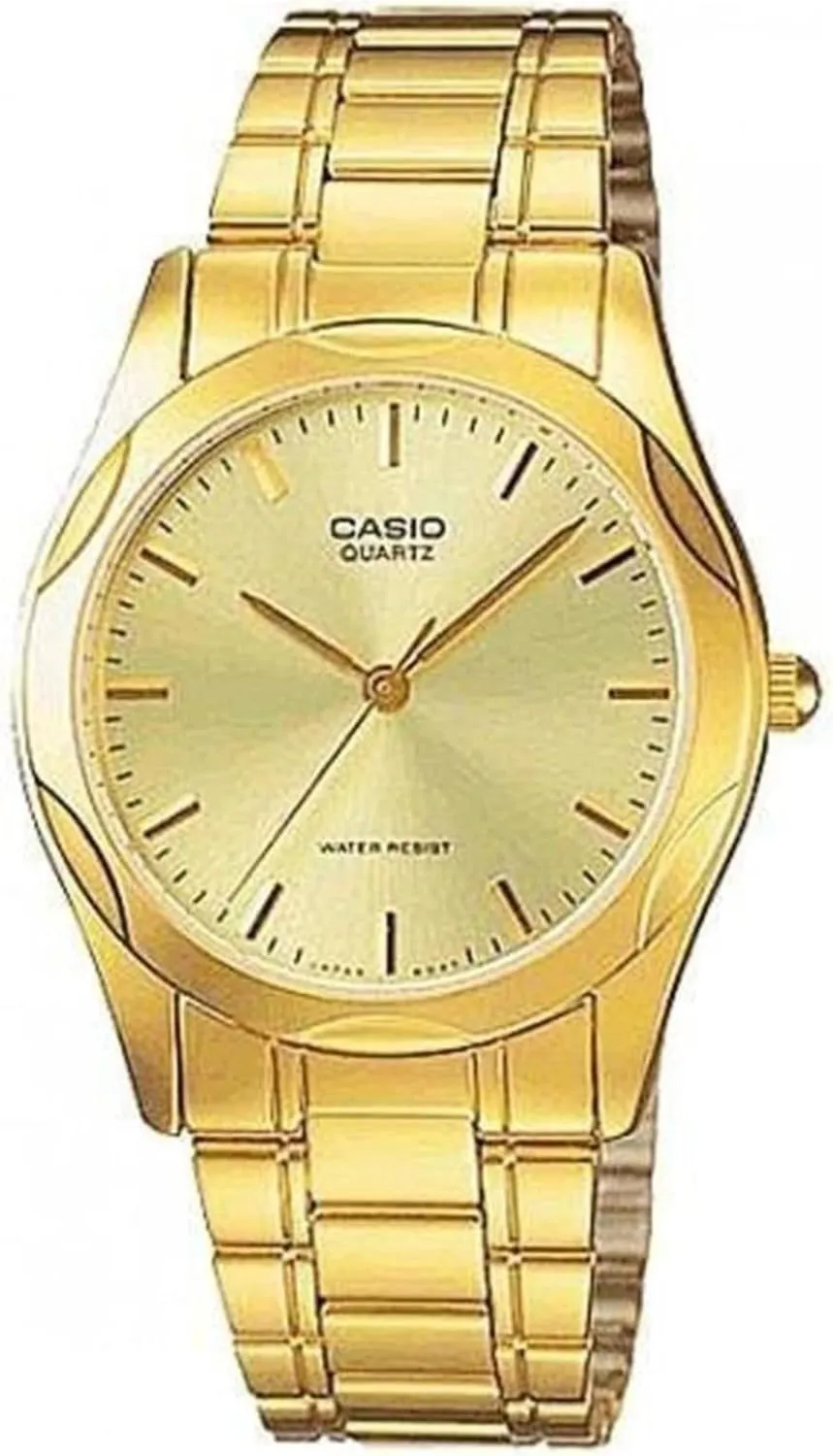 Gold Dial, Quartz Movement, Mineral, female tolerance Water Resistant 50m, LTP-1275G-9A Watch Casio Women's Classic Stainless steel case, Stainless Bracelet, 