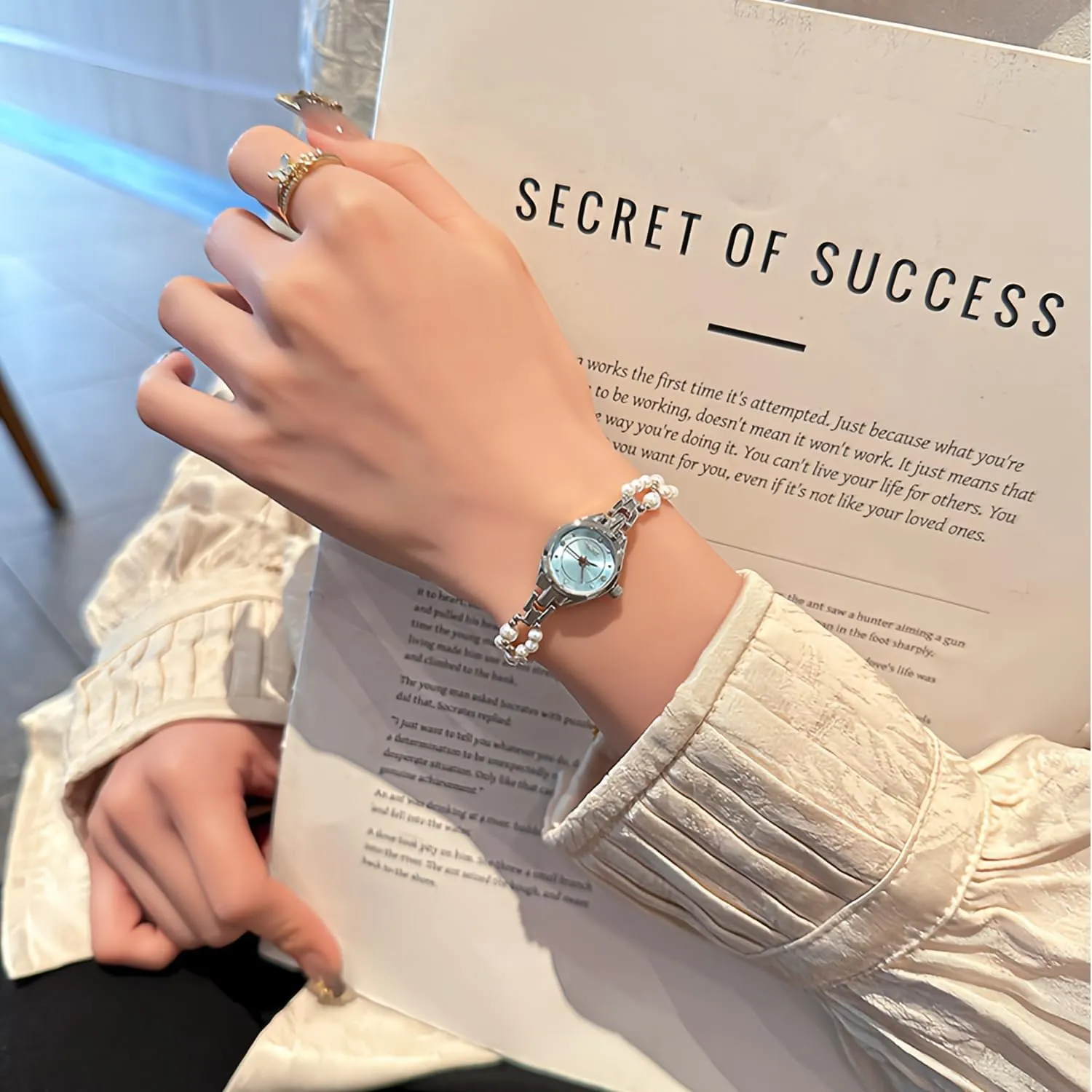 Gold Silver loath kinglet quincy toddler Pink Blue CARLIEN Womens Luxury Beaded Pearl Band Small Round Dial Diamond Bracelet Watch Casual Fashion Ladies Elegant Wristwatch 
