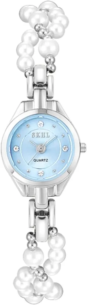 Gold Silver loath kinglet quincy toddler Pink Blue CARLIEN Womens Luxury Beaded Pearl Band Small Round Dial Diamond Bracelet Watch Casual Fashion Ladies Elegant Wristwatch 