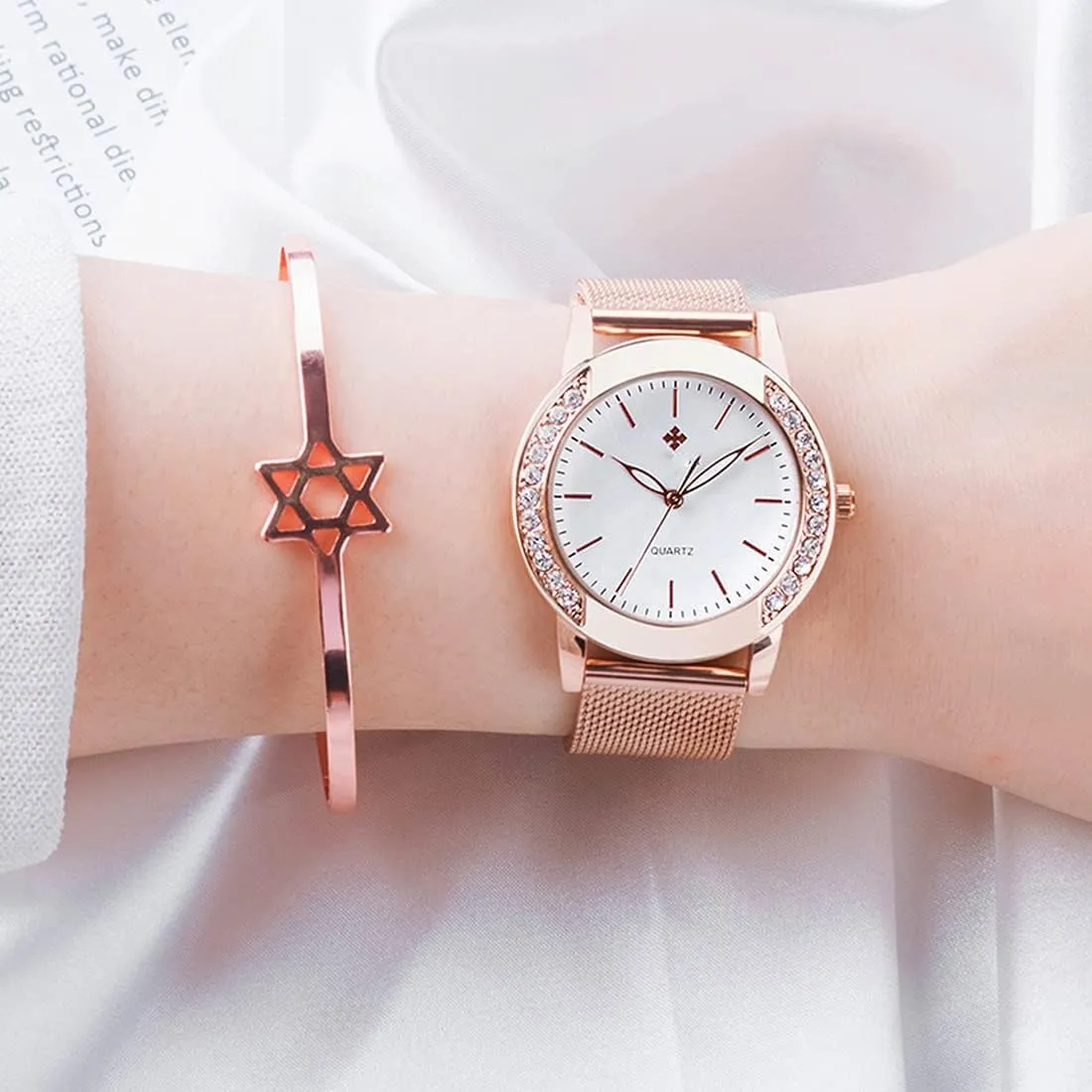 Gold Stainless Steel Mesh Band Watch project immigrant communicate Elegant Ladies Gifts Waterproof Wrist Watch SENRUD Fashion Watches for Women Rose 