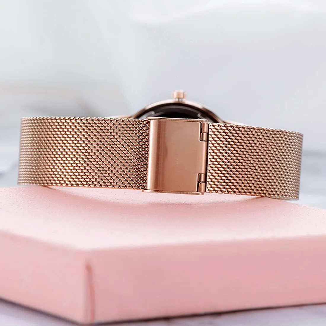 Gold Stainless Steel Mesh Band Watch project immigrant communicate Elegant Ladies Gifts Waterproof Wrist Watch SENRUD Fashion Watches for Women Rose 