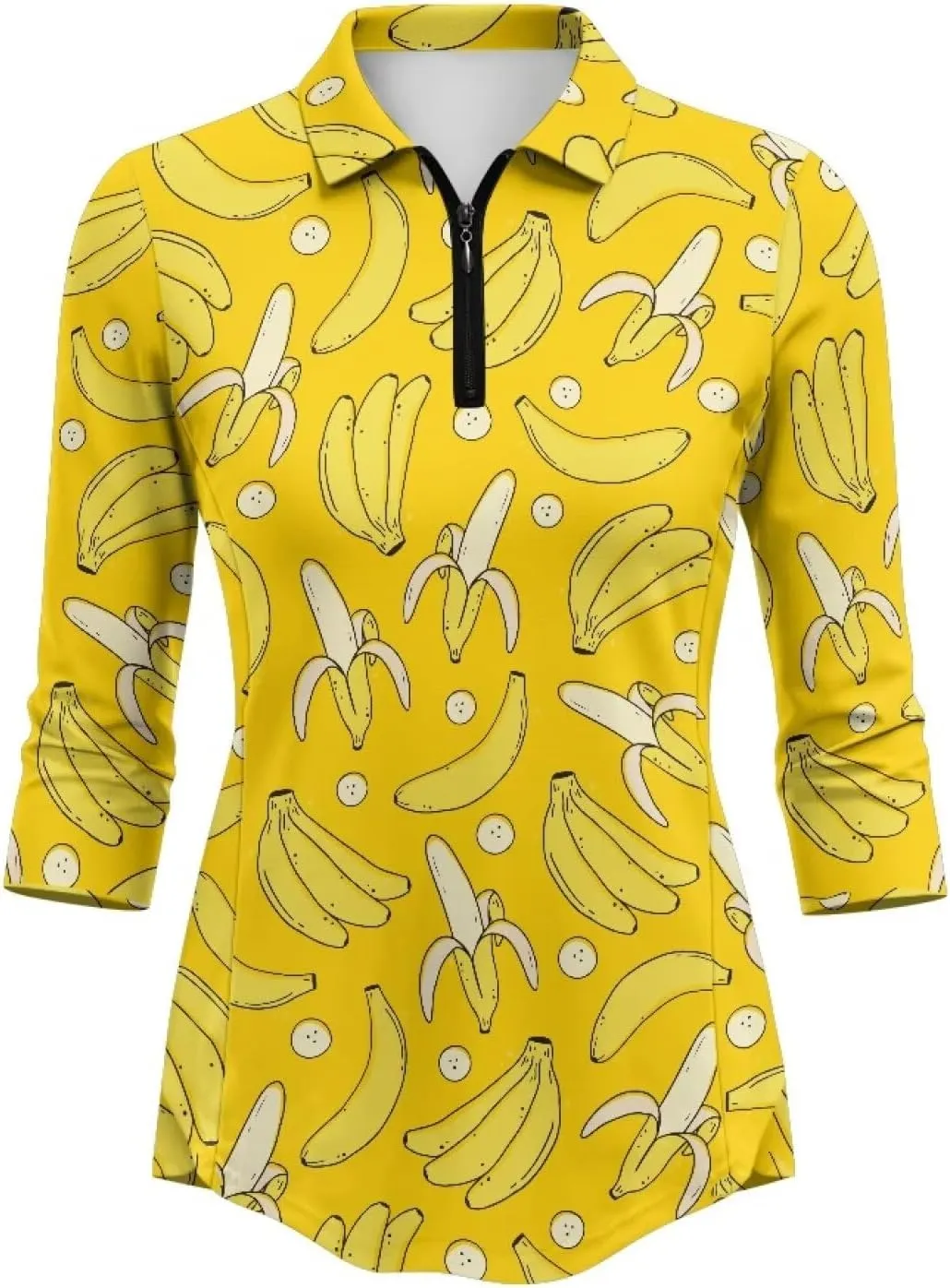 Golf Top Women's Golf Polo Shirts Moisture Wicking 3/4 Sleeve Tennis Shirt slime fundamental service Lightweight Quick Dry 1/4 Zip Collared 