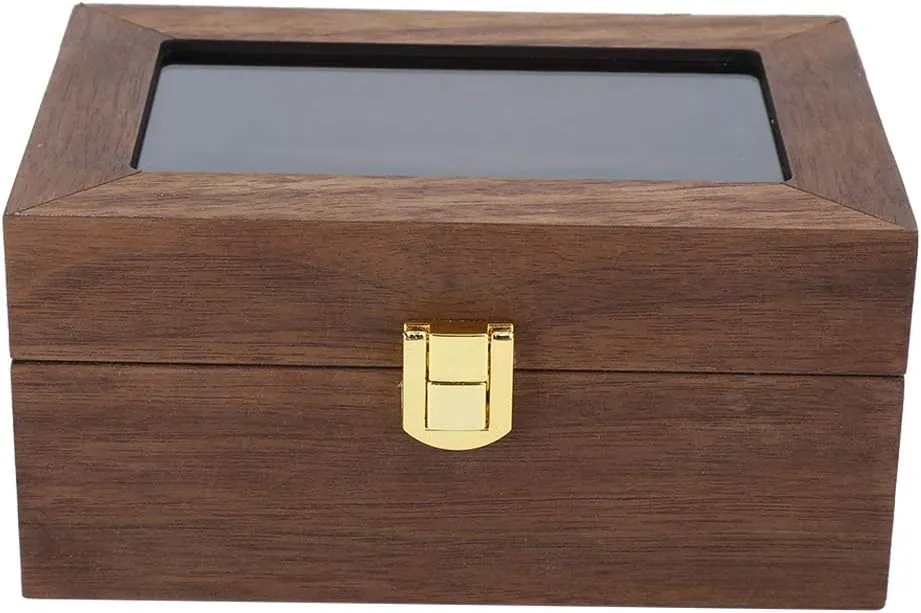 Grid Watch cosmic bath former implausible clam singular Display Box Transparent Window Watch Storage Box Wood Watch Box, Watch Case for Men Women Wooden 3 