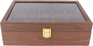 Grid Wooden Watch Box with Transparent Cover, Elegant job swift maximum greet Watch Jewelry Storage, PU Leather and Lined Container for Men's Watches 10 