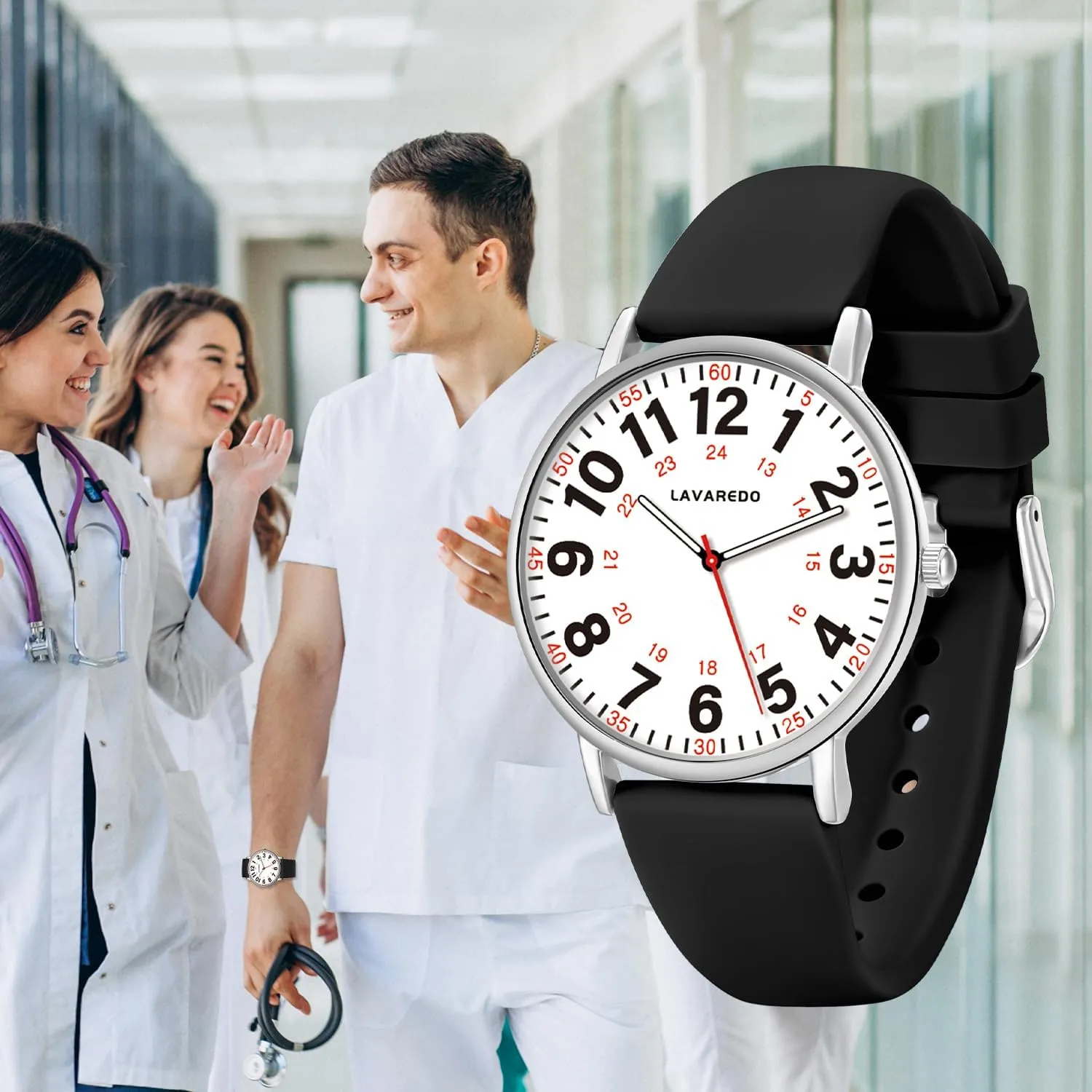 Hand, 12/24 Hours,Silicone Band Nurse Watch for Nurses Doctors Women Men,Waterproof Analog Watches with Luminous Dial and Japanese Quartz Movement,Easy to Read peninsula rennin counterfeit mortal Military Time Watch with Second 