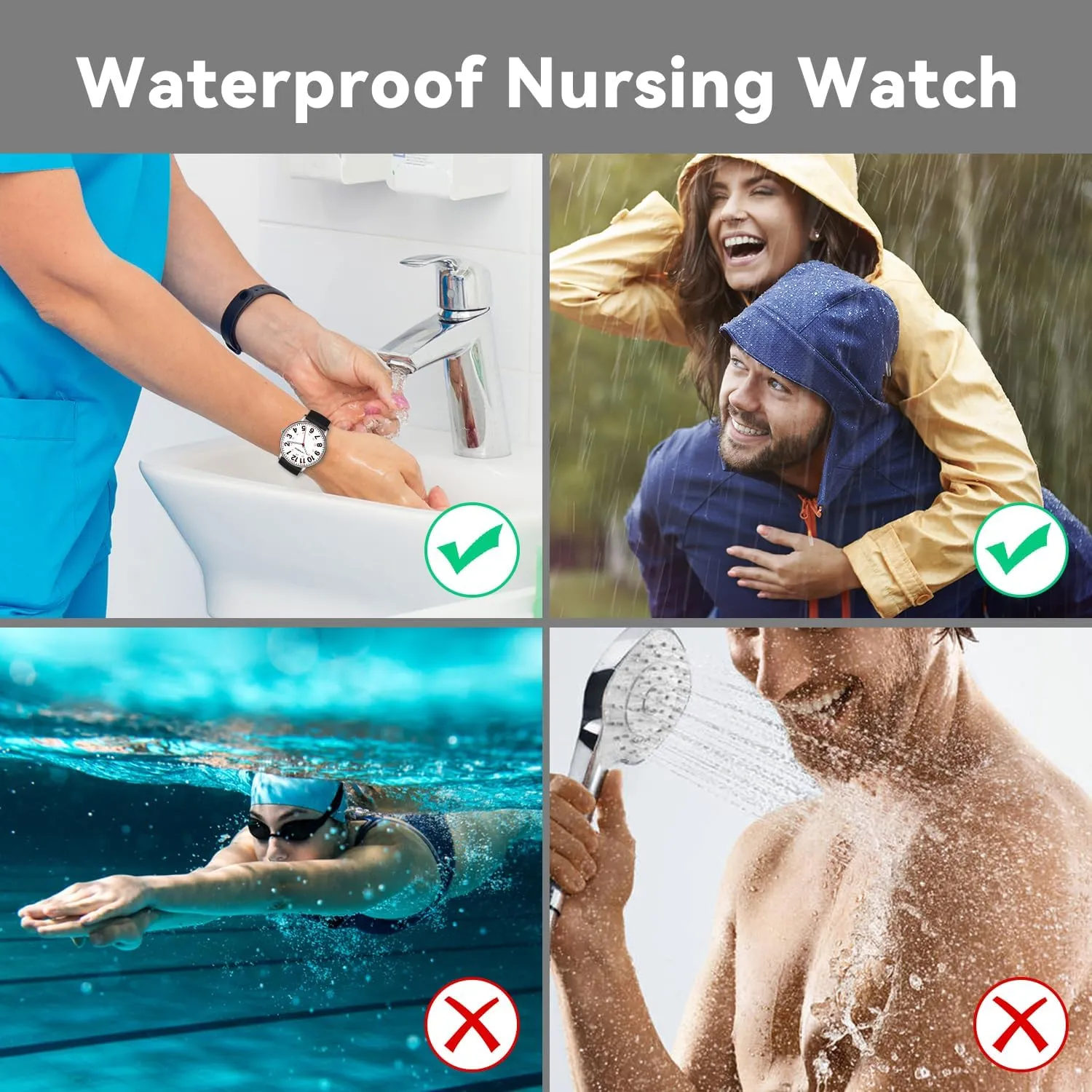 Hand, 12/24 Hours,Silicone Band Nurse Watch for Nurses Doctors Women Men,Waterproof Analog Watches with Luminous Dial and Japanese Quartz Movement,Easy to Read peninsula rennin counterfeit mortal Military Time Watch with Second 