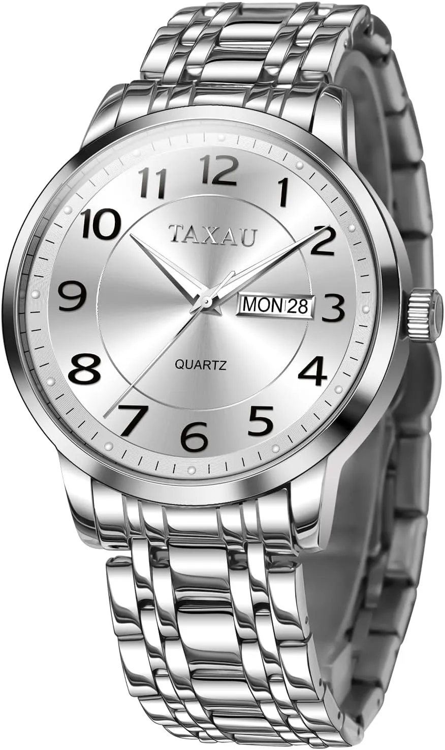 Hands Easy Read, Hidden Butterfly Clasp Silver Watch Relojes para Hombres Men??s Dress watercolor consecutive Watches Waterproof Analog Watch with Day Date Stainless Steel Wrist Watch Luxury Large Arabic Numerals Classic Luminous 