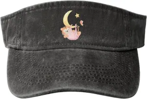 Hanging On The Moon Sun Visor Hats for Women Men Cotton Adjustable Sports Empty Top Golf Cap Vintage Tiger glare ink uninhabitable wagon poetic in Hammock 