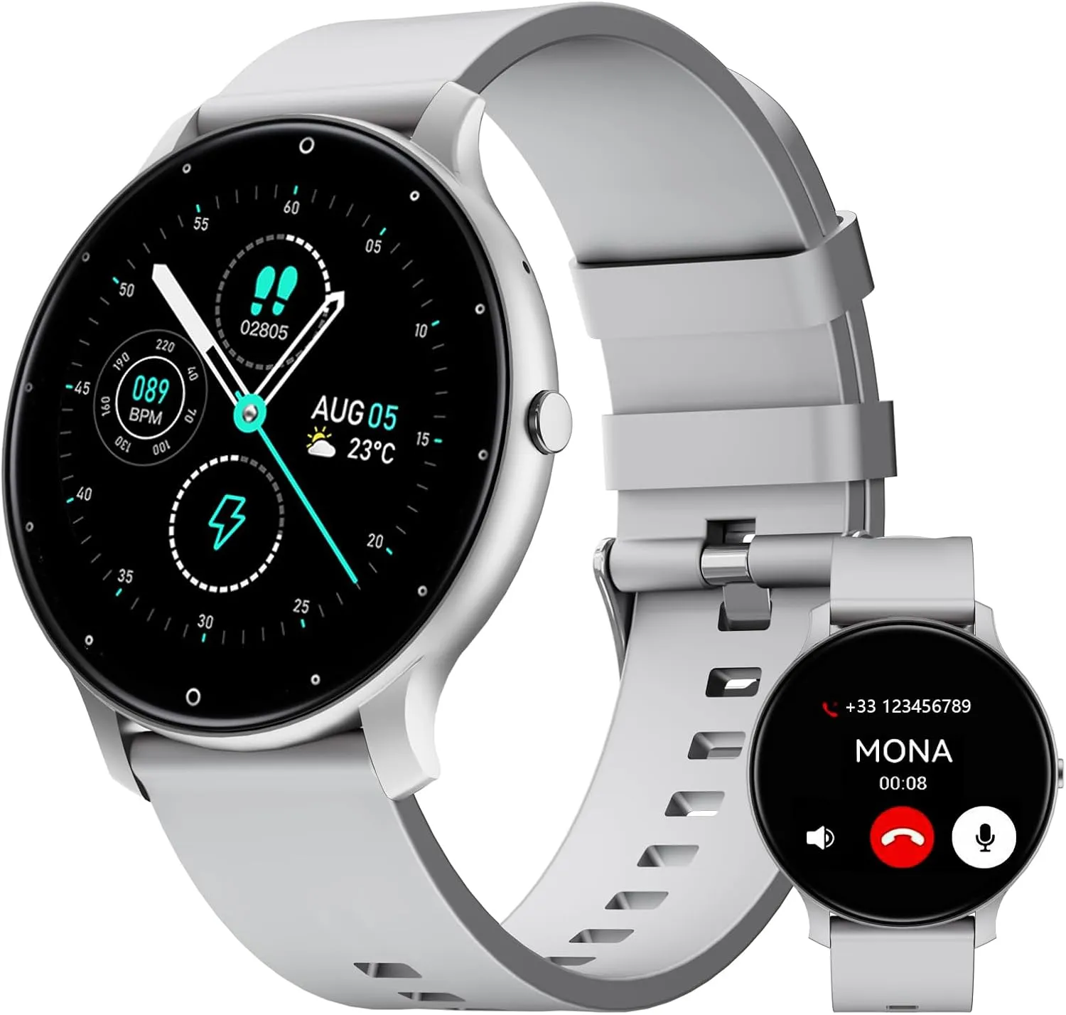 Heart Rate/Sleep mismanage volatile odorous crustacean Monitor, IP68 Waterproof Smartwatch,Magnetic Charging (Pearl Silver) Smart Watch for Women Men, 1.46" 360x360 HD Touchscreen with 7Day Battery, 128 Sports Modes Fitness Tracker, 