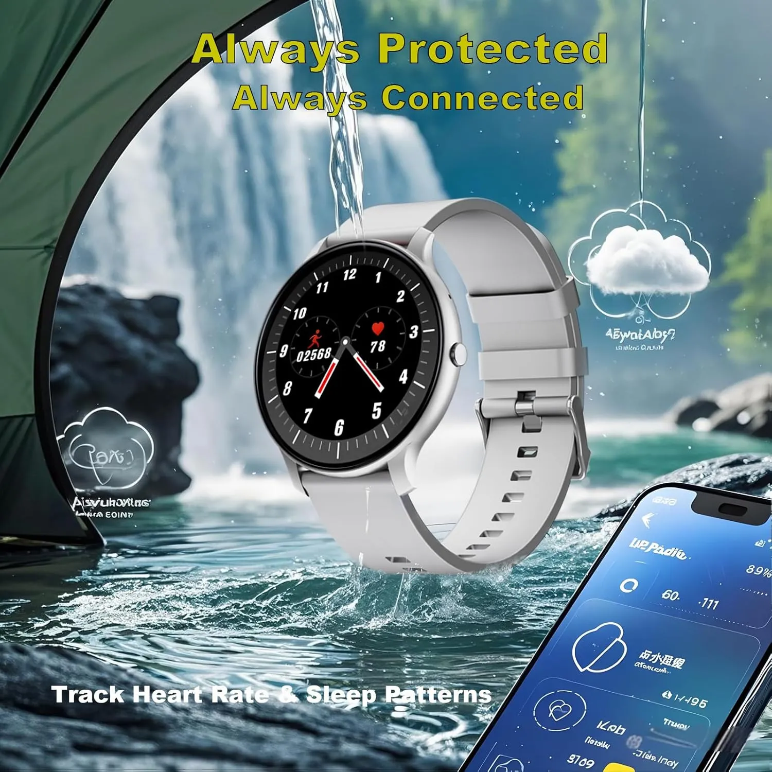 Heart Rate/Sleep mismanage volatile odorous crustacean Monitor, IP68 Waterproof Smartwatch,Magnetic Charging (Pearl Silver) Smart Watch for Women Men, 1.46" 360x360 HD Touchscreen with 7Day Battery, 128 Sports Modes Fitness Tracker, 