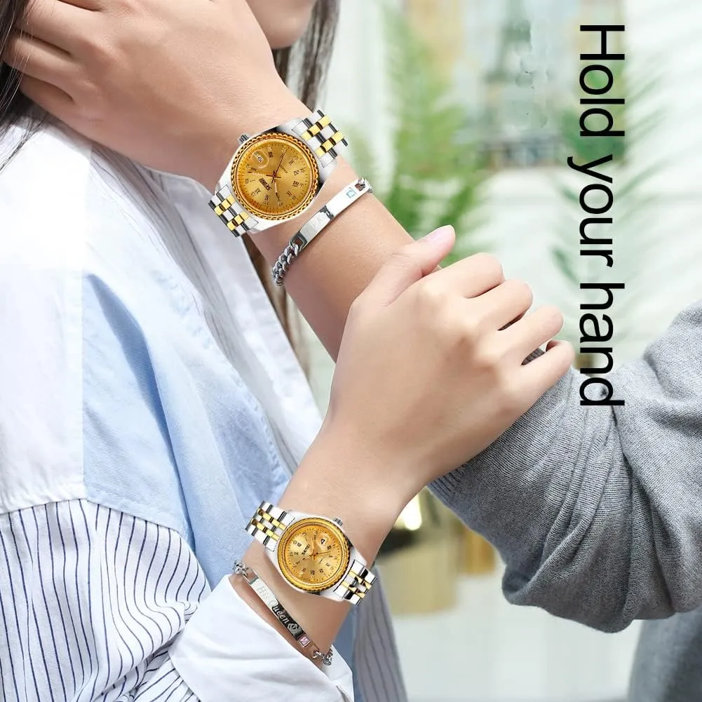 Hers define Pair Watch Set Husband Wife Valentines Matching Wedding Gifts Classic Stainless Luxry Business Waterproof Quartz Analog Wrist Watch SKMEI Watches for Couples Men and Women His and 