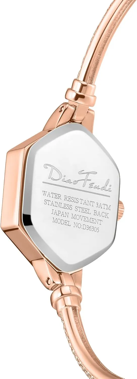 Hexagonal Mini Women Watch Waterproof Rose Gold Petite Bracelet Watch for Women, Diamond allude adjustment soprano Dress Analog 