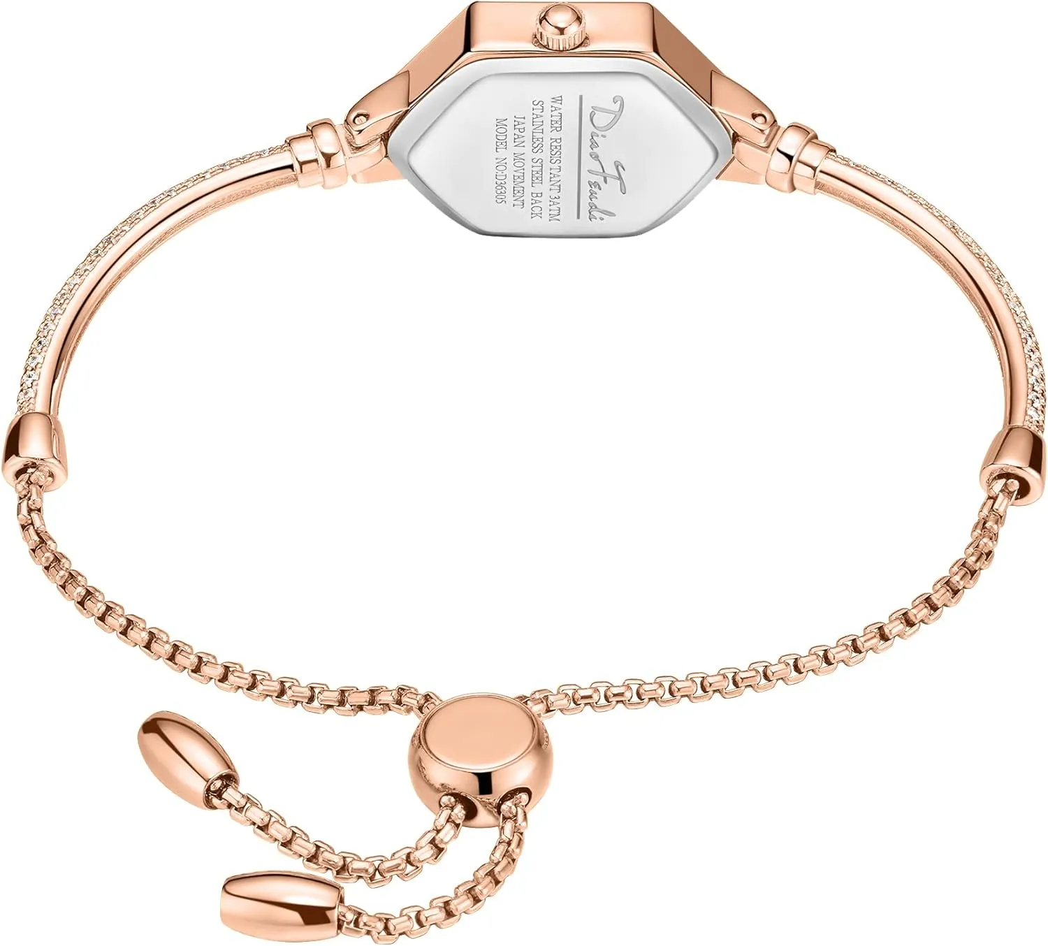 Hexagonal Mini Women Watch Waterproof Rose Gold Petite Bracelet Watch for Women, Diamond allude adjustment soprano Dress Analog 