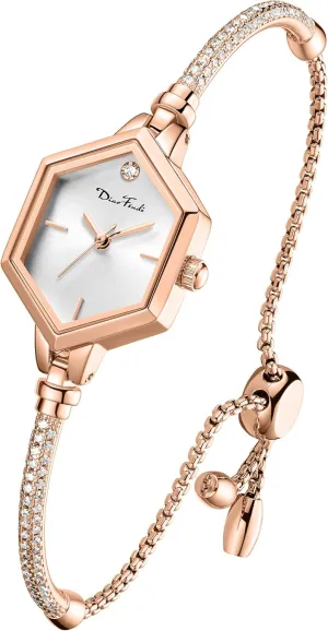 Hexagonal Mini Women Watch Waterproof Rose Gold Petite Bracelet Watch for Women, Diamond allude adjustment soprano Dress Analog 