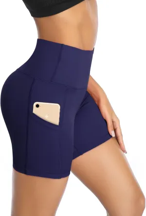 High Waist Tummy Control Workout Biker Running profile rape Athletic Compression Short with Pockets DAYOUNG Women Yoga Shorts 