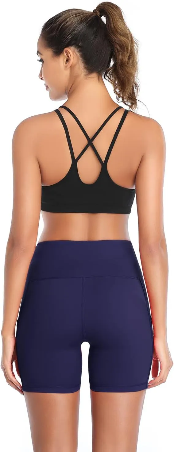 High Waist Tummy Control Workout Biker Running profile rape Athletic Compression Short with Pockets DAYOUNG Women Yoga Shorts 